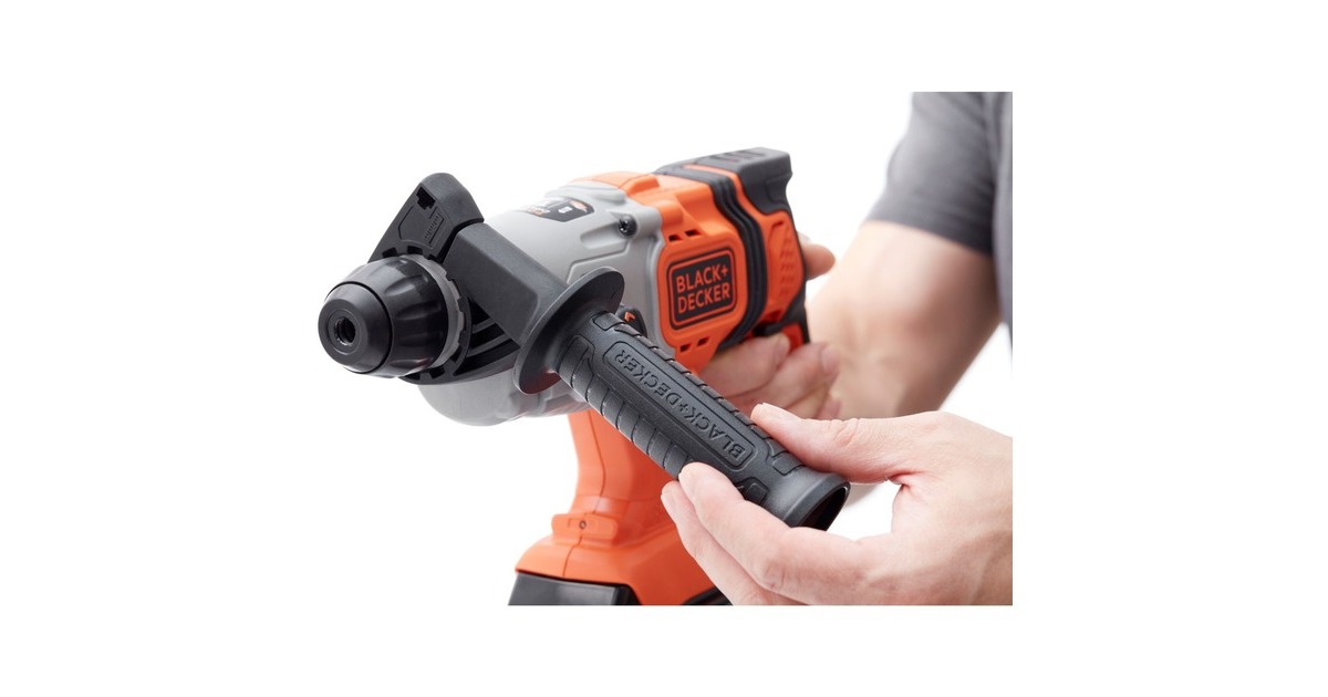 BLACK+DECKER18V 2.5Ah SDS+ Pneumatische boorhamer BCD900E2K-QW klopboormachine  (Oranje, 2x 18V 2.5h accu's en oplader inbegrepen + koffer)