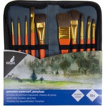 Set de pinceaux aquarelle, 10 pièces, dans un étui