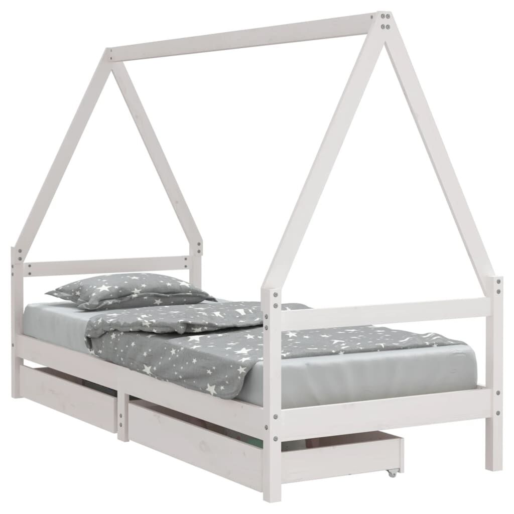 vidaXL Kinderbedframe met lades wit 80x200 cm grenen
