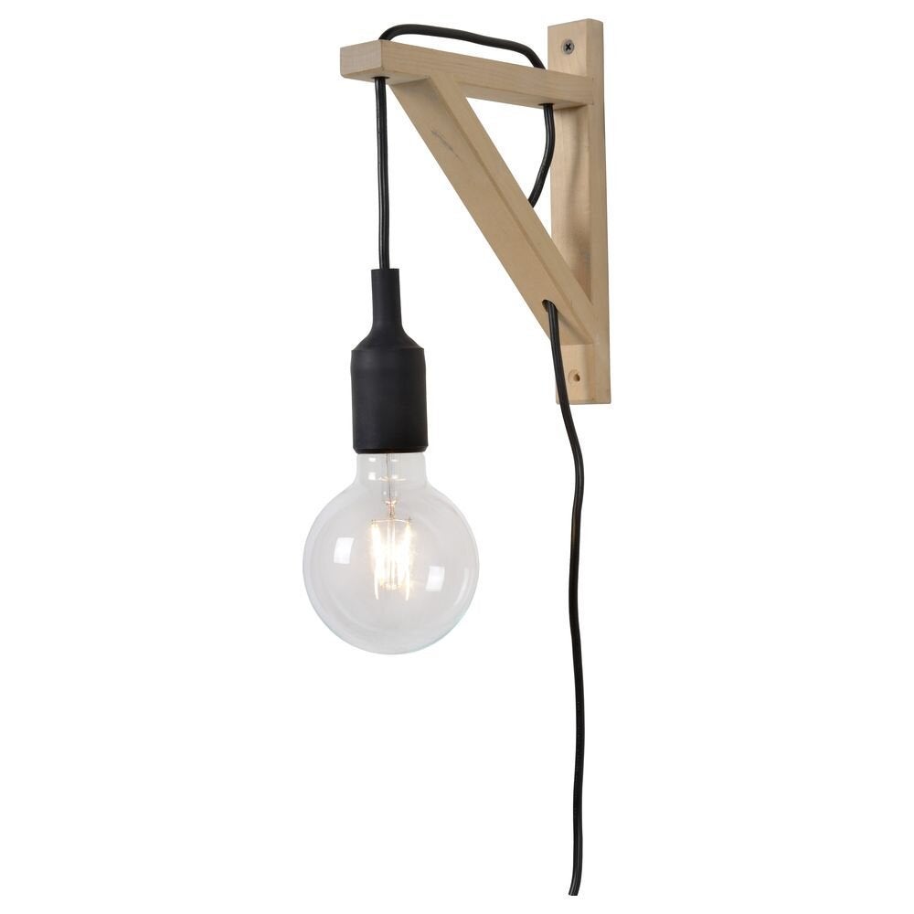 Wandlamp Fix wall, hout, met schakelaar, zwart