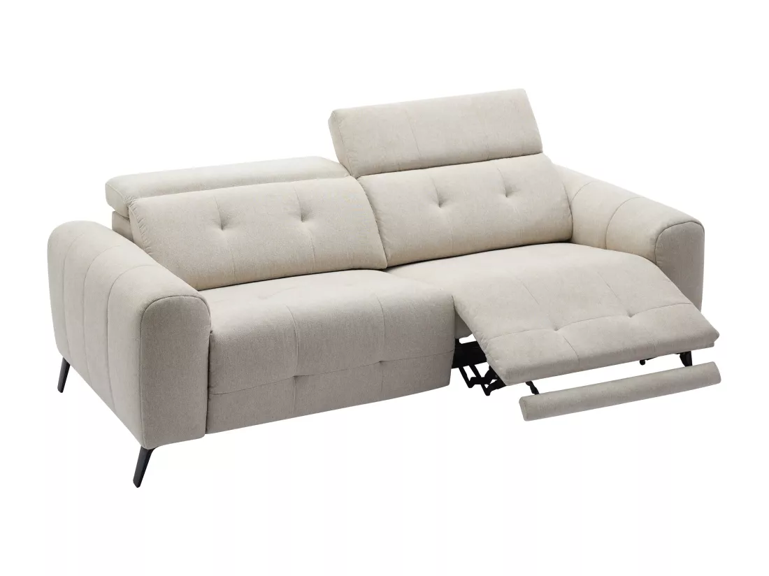 Canapé 3 places relax électrique en tissu beige CLODI