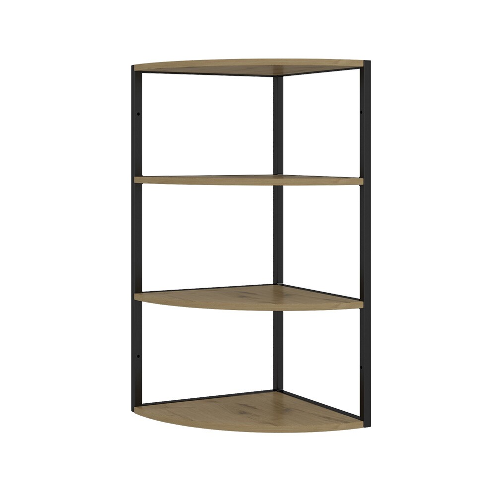 Vicco Eckregal Fyrk, 30 x 60 cm, Eiche Schwarz, 3 Ebenen, Wandregal, Industrial