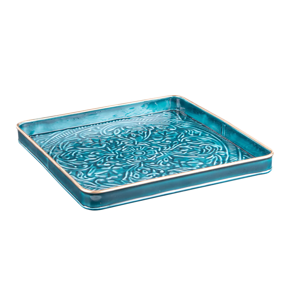 Set de 2 plateaux carrés Tosca bleu Table passion