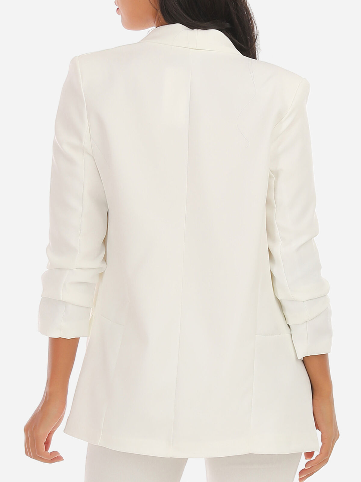 Veste blazer à manches retroussées- Blanc