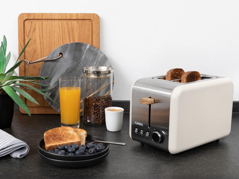 FURBER Toaster Hepburn Beige Gleichzeitiges Rösten von 2 Toastscheiben