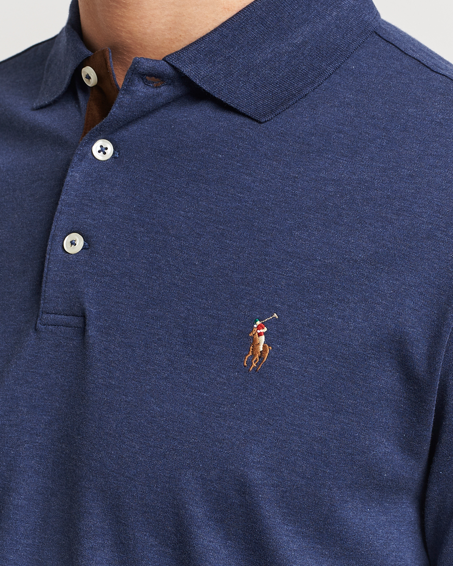 Polo Ralph Lauren Pima Cotton Custom Fit LS Polo Spring Navy Heather