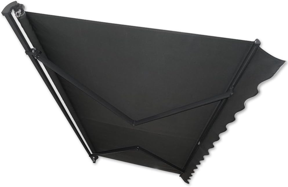 Jawoll Markise, Gelenkarmmarkise 350x250 cm, Markisenstoff anthrazit (Profilfarbe: Anthrazit) Sonnenschutz mit Markisenkrubel, Schattenspender, Sonnensegel, UV- beständig & Wasserabweisend