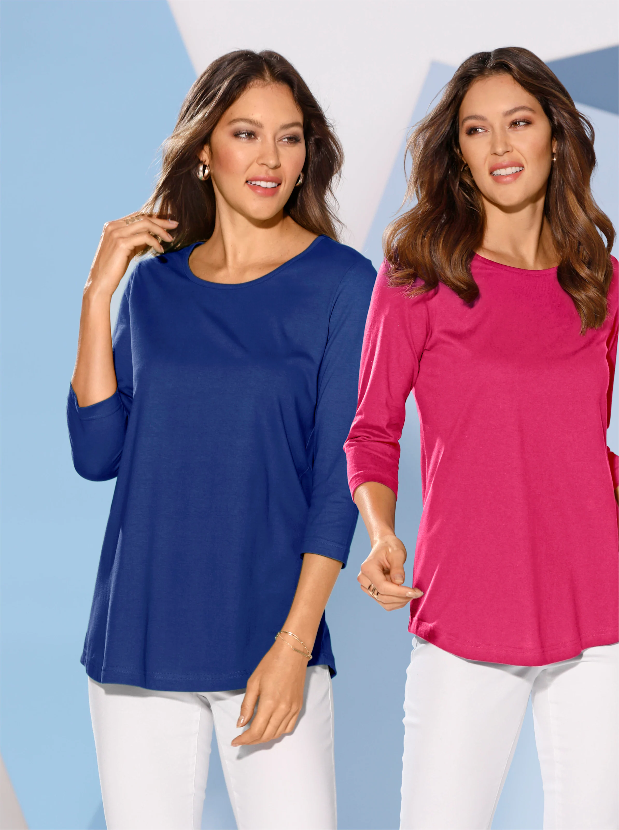Longshirt in royalblau + pink