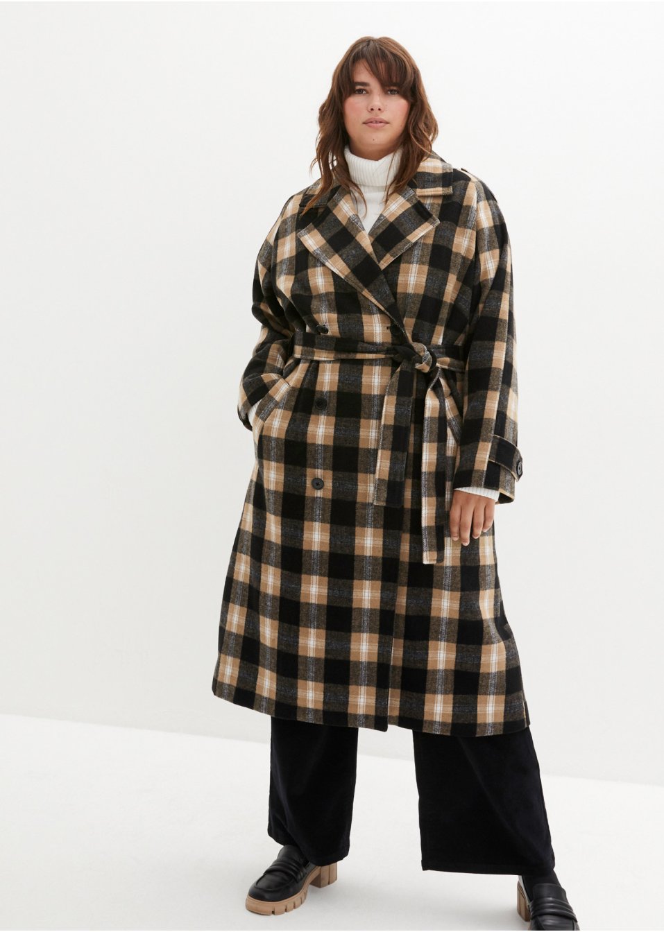 Manteau en imitation laine à carreaux