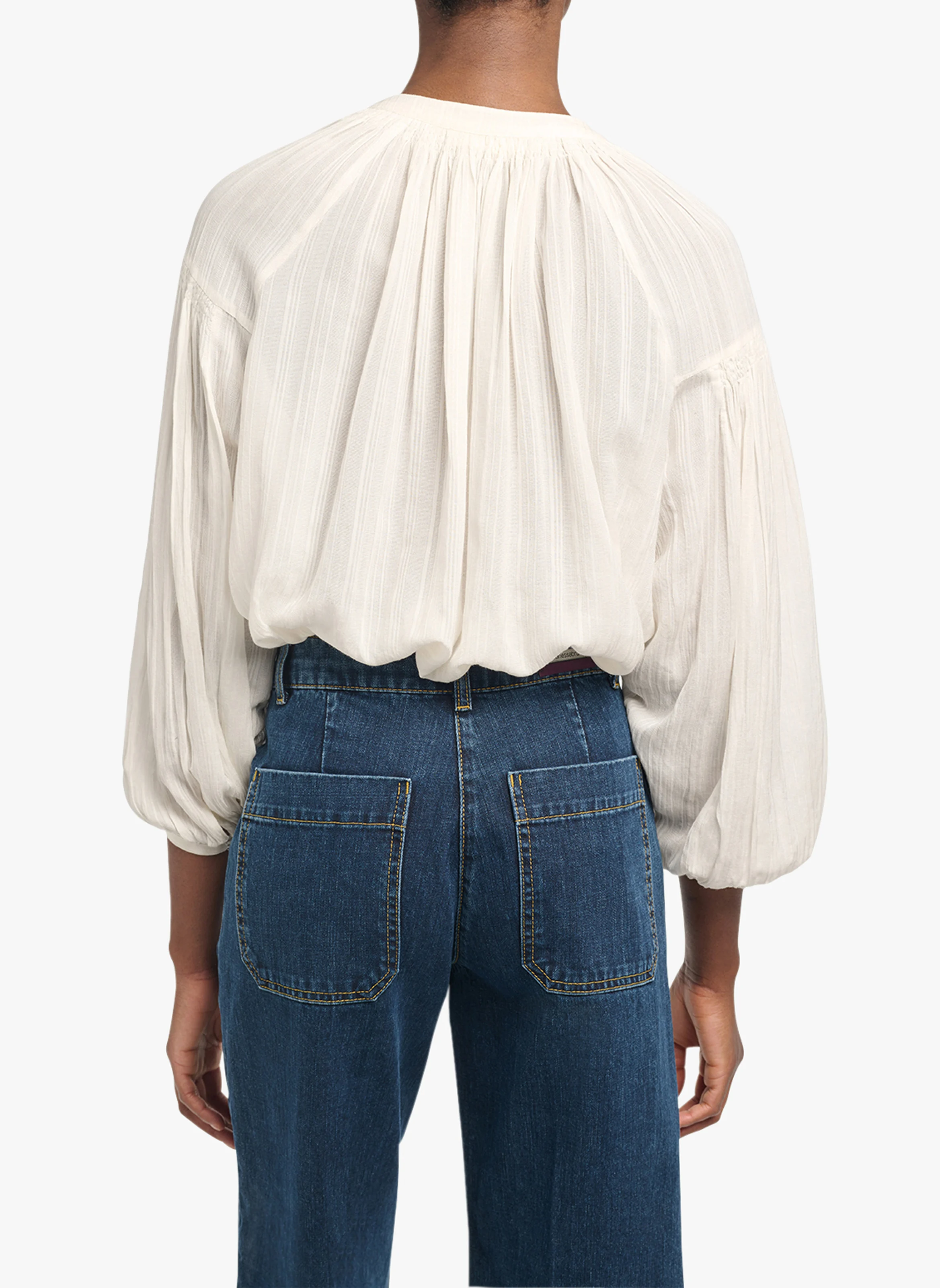 NIPOA - Top col tunisien en voile de coton | Blanc