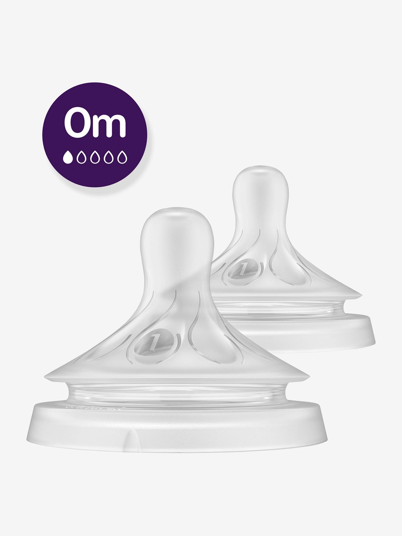 Bicos Philips AVENT Natural Response, pacote com 2 unidades, com 5 níveis de fluxo à escolha, transparentes.