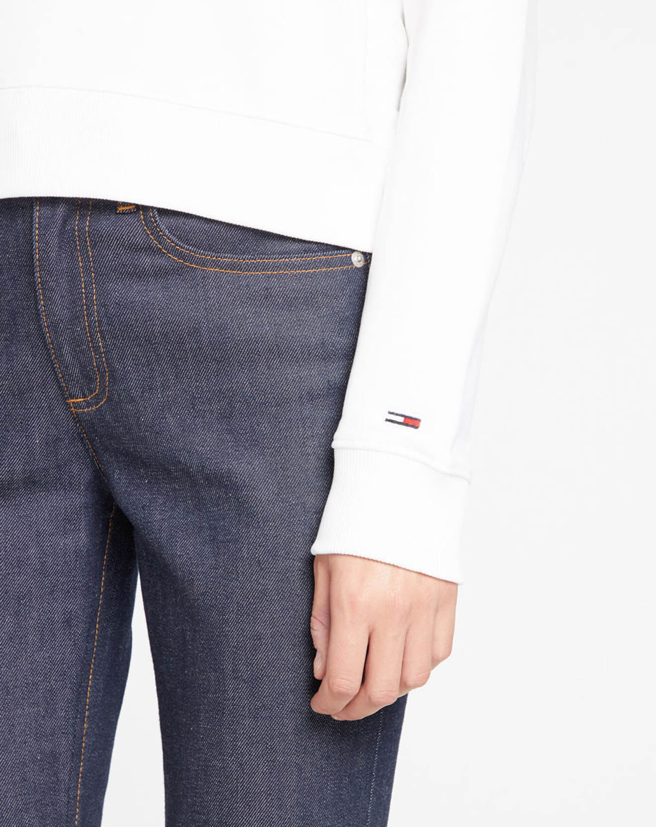 Tommy Jeans Sweat à capuche Crop Flag blanc