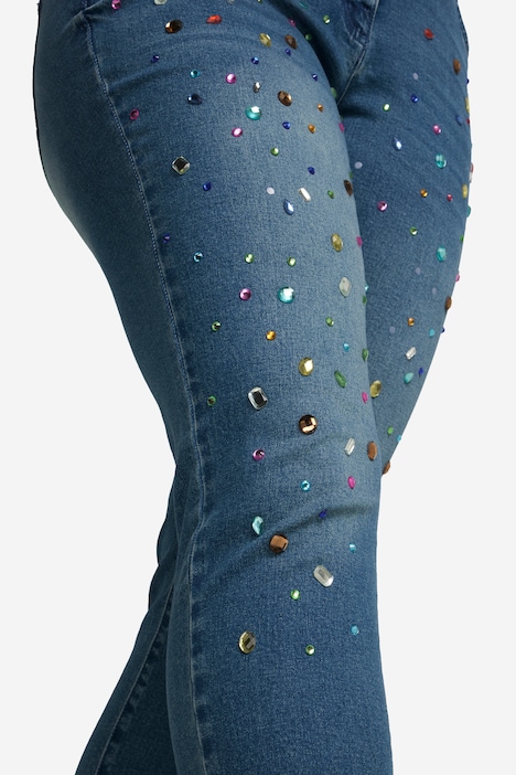 7/8-Jeans, Slim Fit, Ziersteinchen. 5-Pocket