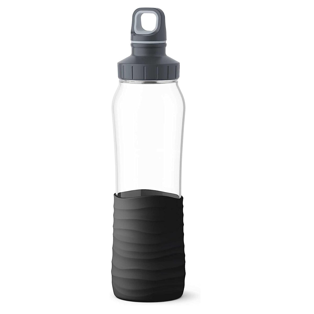 EMSA Drink2Go Trinkflasche aus Glas 0,7l schwarz N3100100