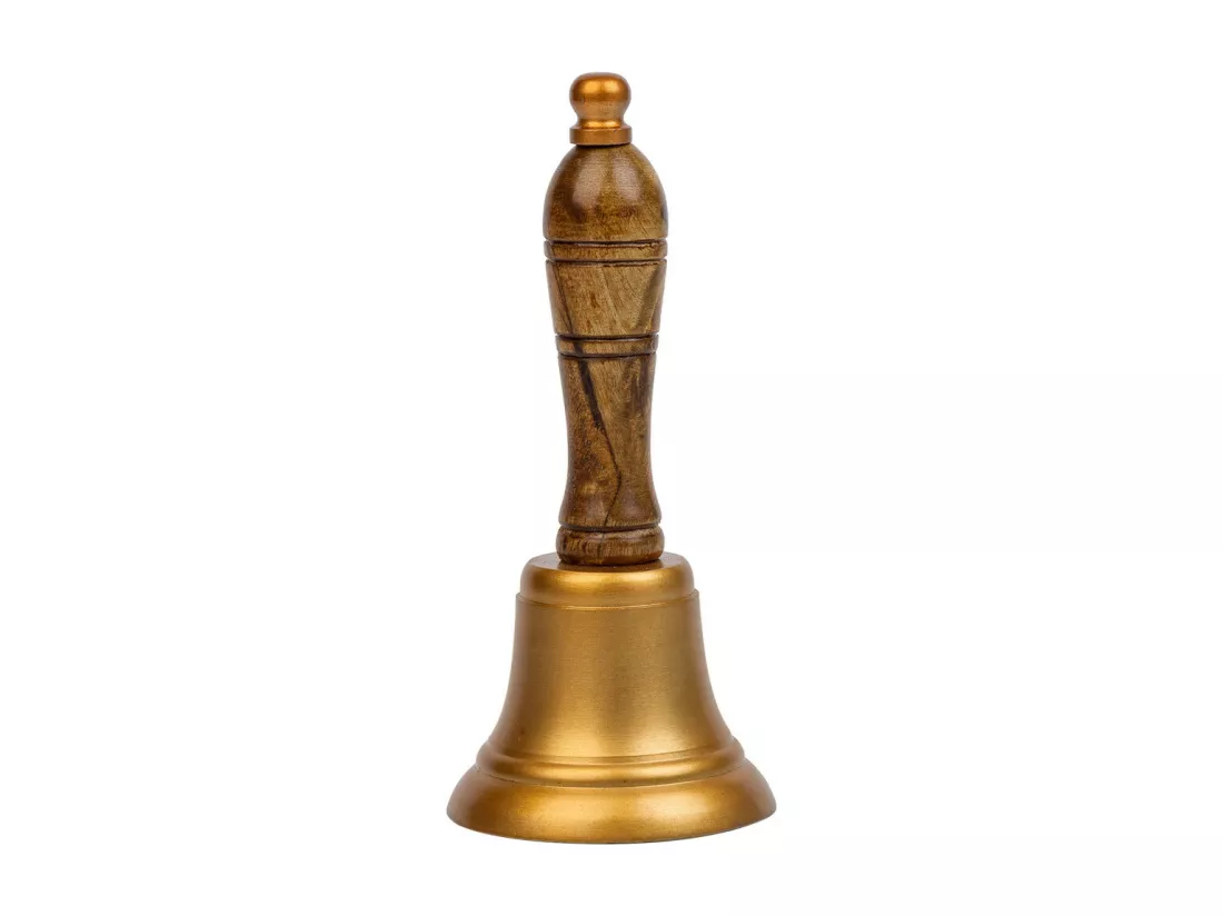 Cloche en aluminium et manche en bois marron d7x21h
