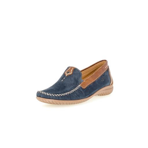 Gabor Soft Nubuck Loafers, Blue/New Whisky, 40