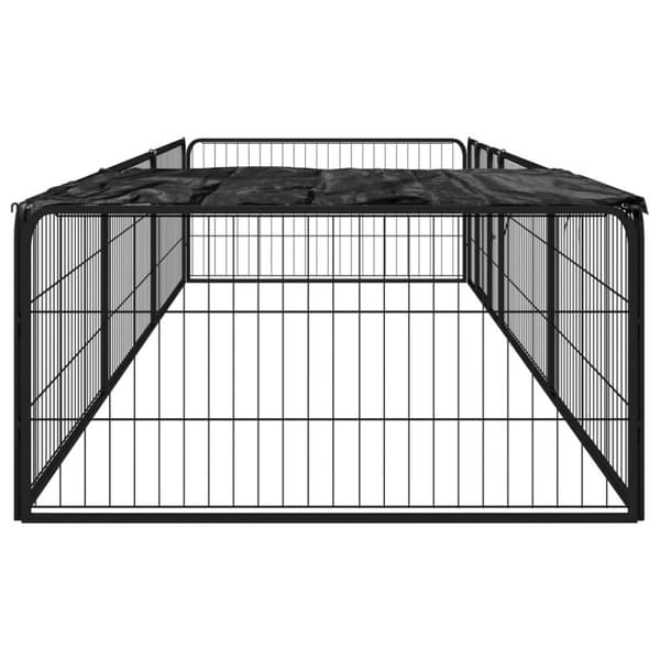 vidaXL Hundegrind med 8 paneler svart 100x50 cm pulverlakkert stål