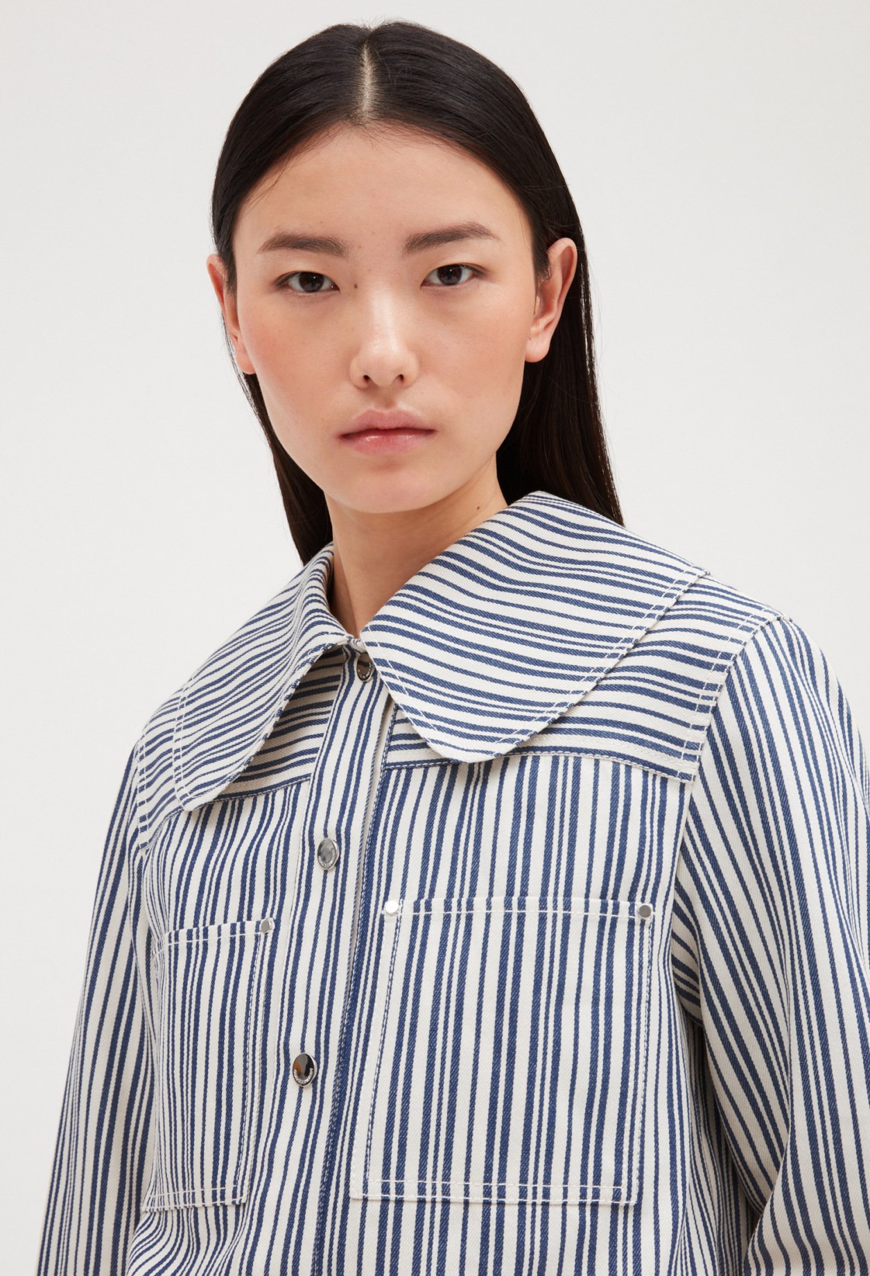Veste jean &agrave; rayures
