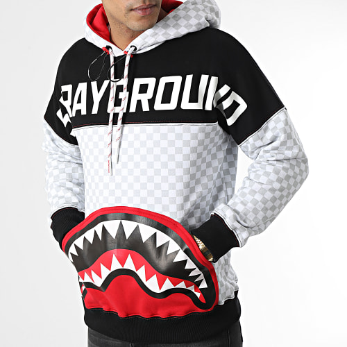 Sweat Capuche A Carreaux SP249 Blanc Gris Noir