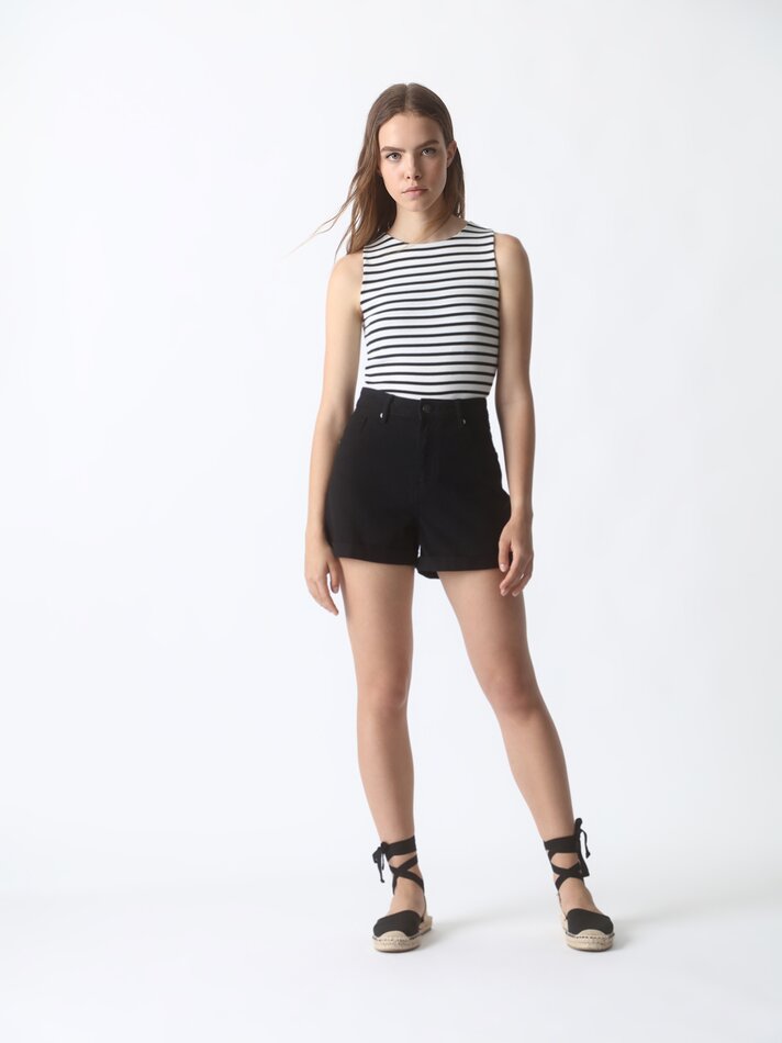 Body listrado - Preto/branco