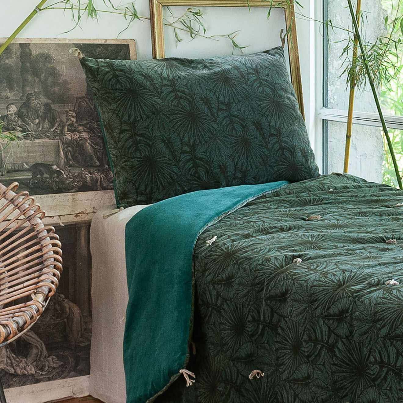 En Fil d'Indienne Plaid Goa celadon - 140x220 cm
