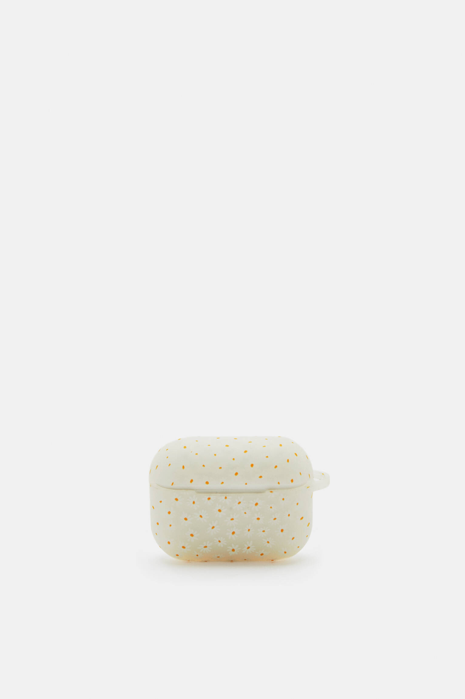 CAPA DE SILICONE PARA AIRPODS COM MARGARIDAS - BRANCA