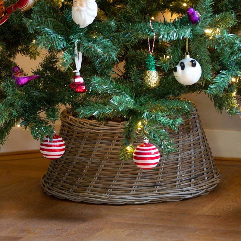 Van der Leeden kerstboommand rotan D 60 H 26 cm grijs