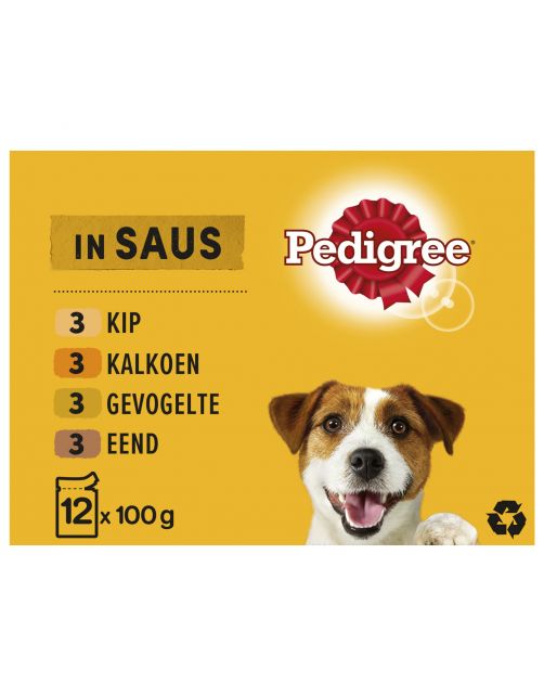 Pedigree Maaltijdzakjes Adult Poultry Selection Multipack - Hondenvoer - Gevogelte 12x100 g