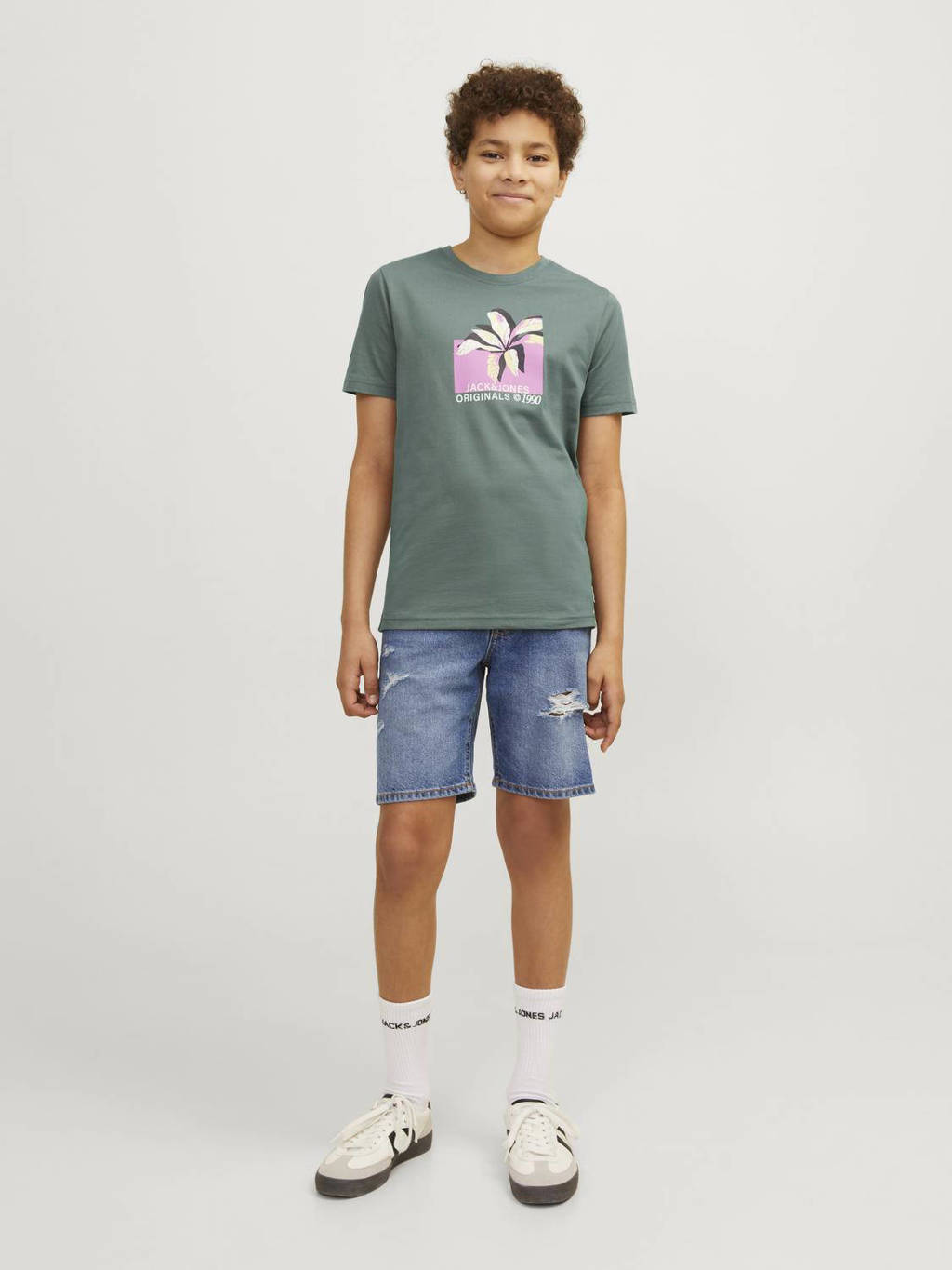 JACK & JONES T-shirt JORTAMPA met printopdruk kakigroen