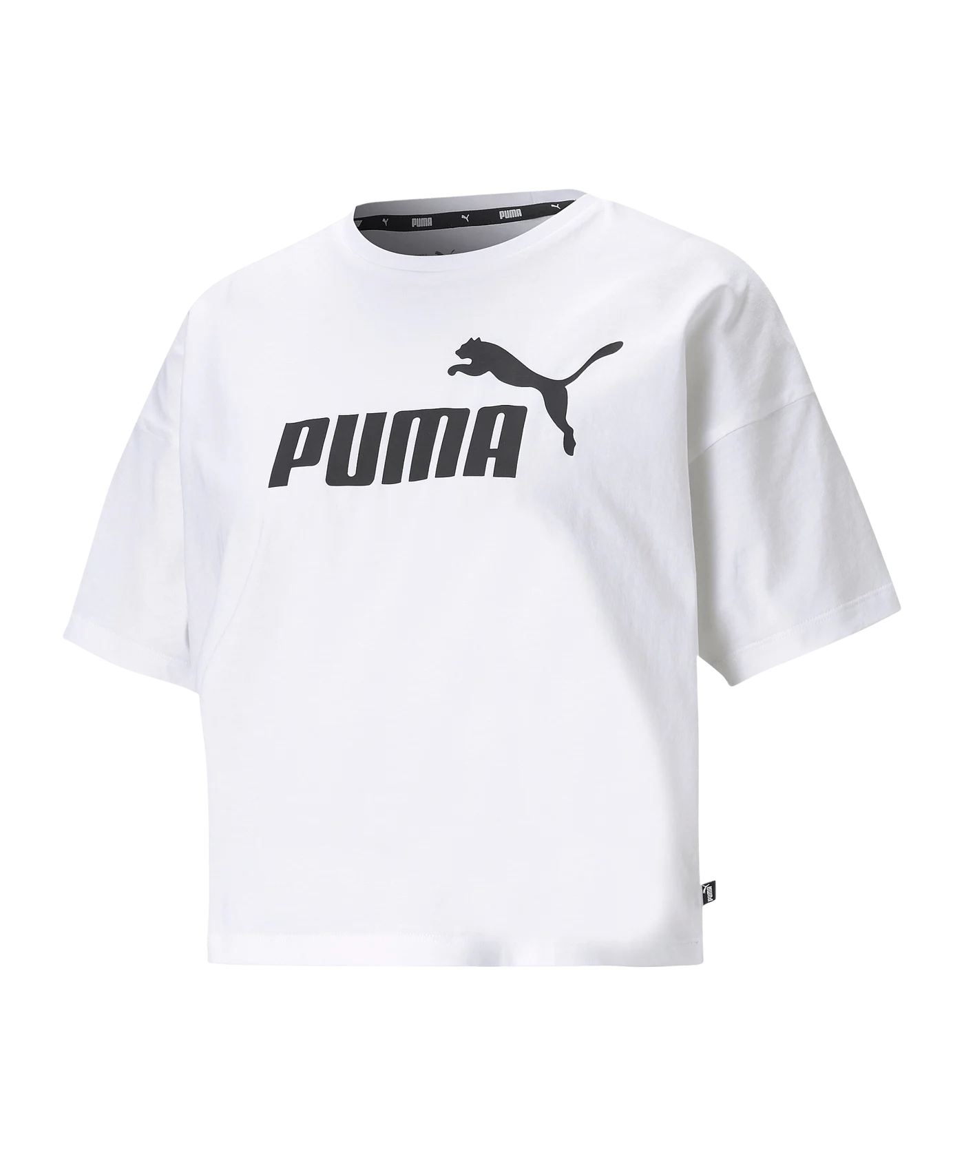 PUMA ESS Logo Crop T-Shirt Damen Weiss F02