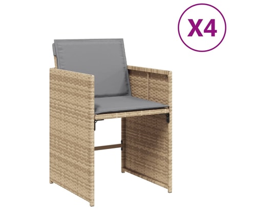 VIDAXL - Chaises de jardin avec coussins lot de 4 mélange beige