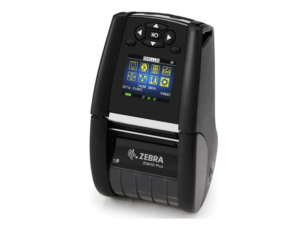 Zebra ZQ600 Series ZQ610 Plus - Etiketprinter - direkte termisk - Rulle (5,54 cm) - 203 dpi - op til 115 mm/sek. - Wi-Fi(ax), Bluetooth 5.3, Bluetooth 4.2 LE, Wi-Fi(ac), USB, RS232C, NFC