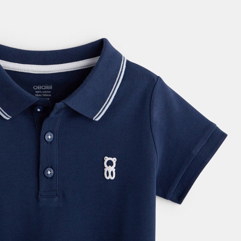 Polo maille piquée uni bleu bébé garçon Bleu