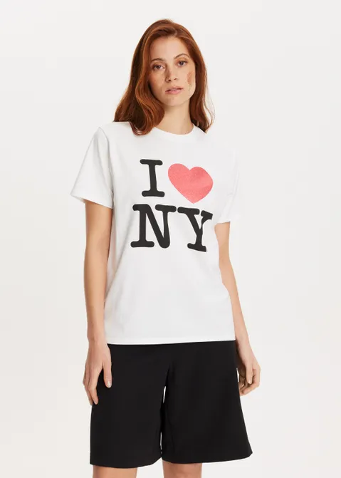 T-shirt met print NY wit (WIT)
