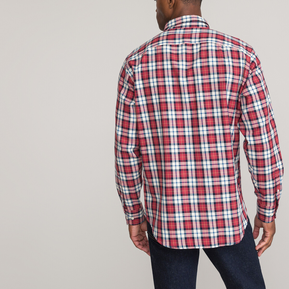 COLEÇÃO LA REDOUTE<br>Camisa reta xadrez, gola americana
