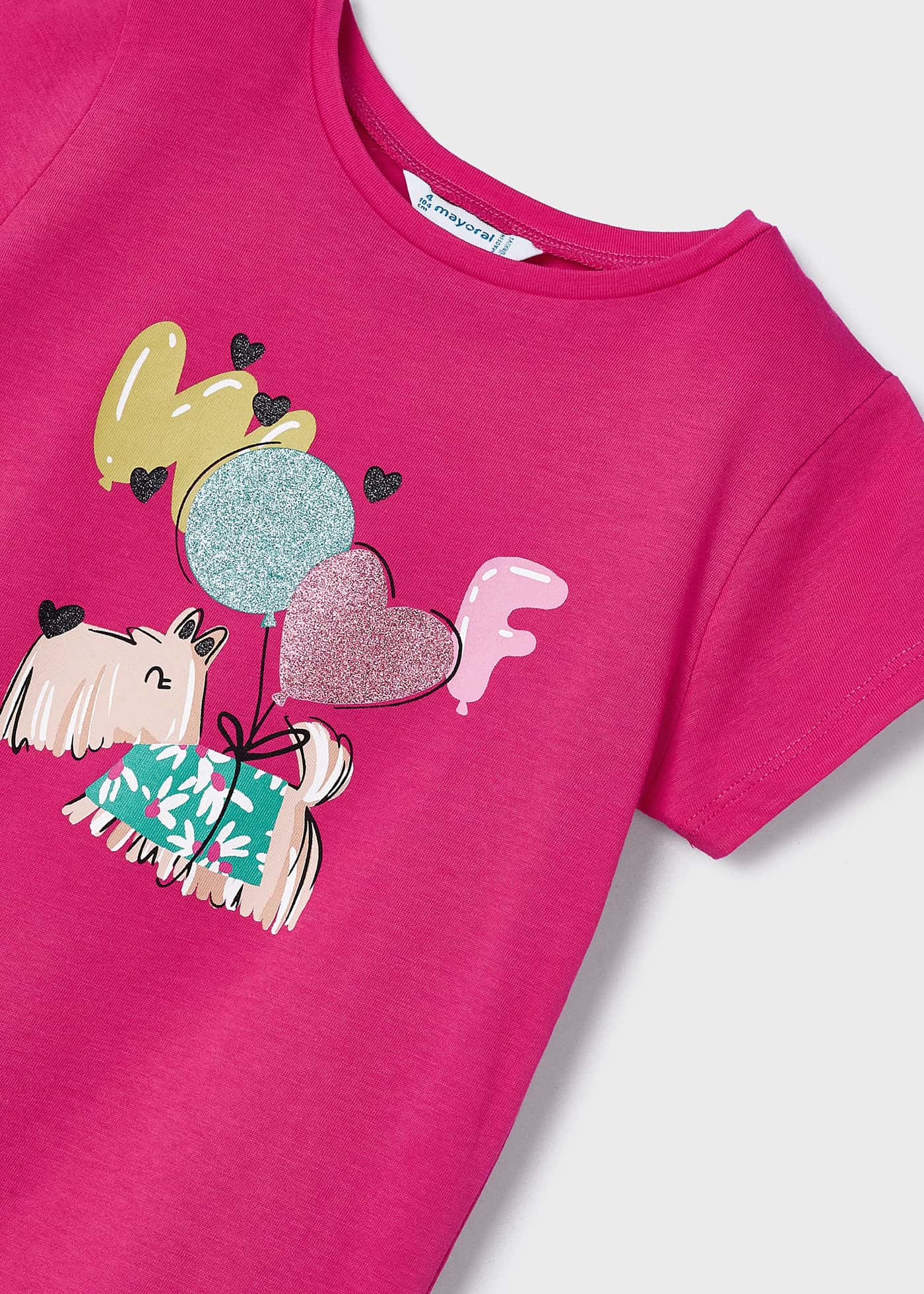 Camiseta estampada Better Cotton para meninas, cor fúcsia.