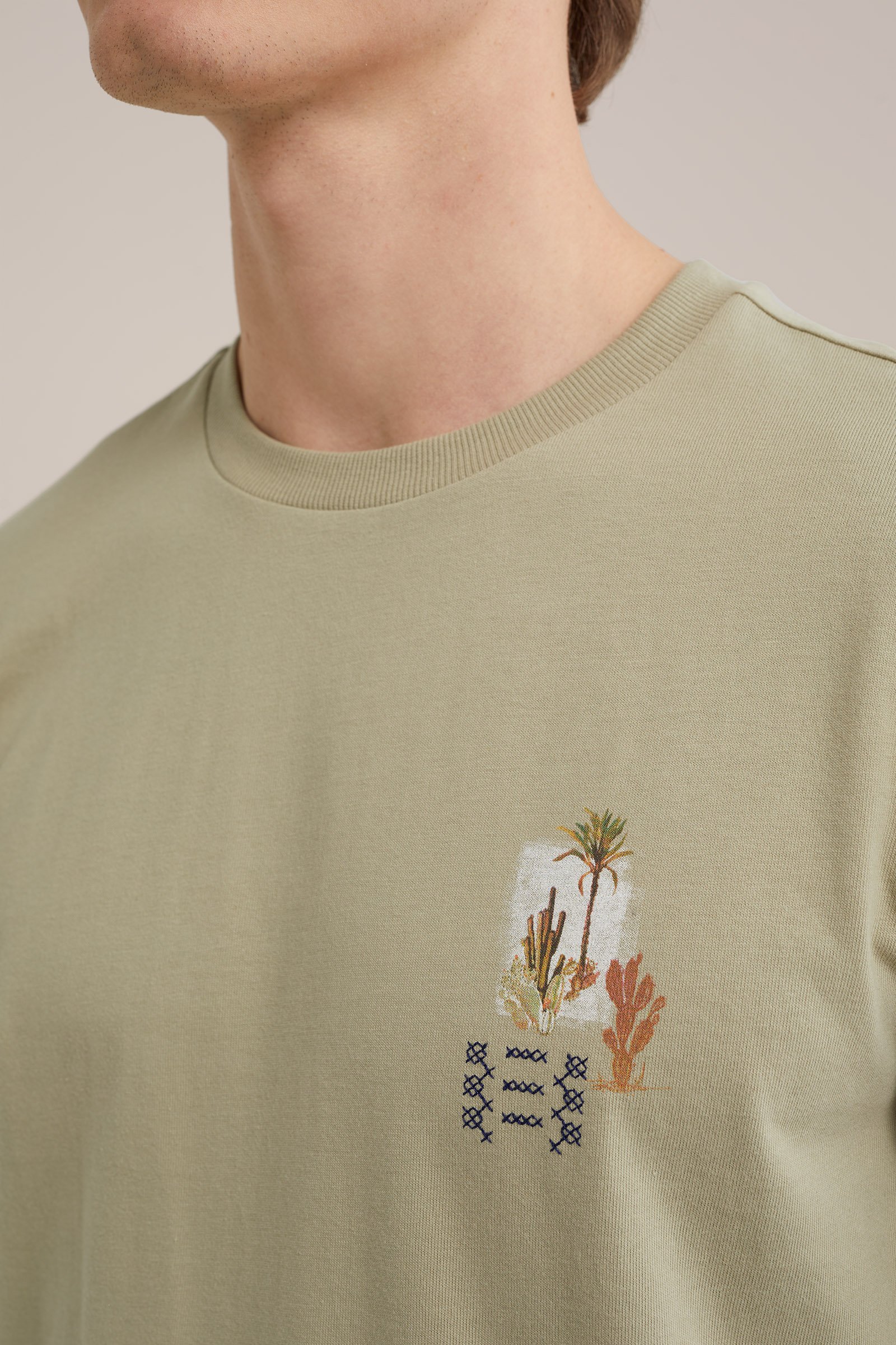 T-shirt met opdruk WE Fashion Mosgroen