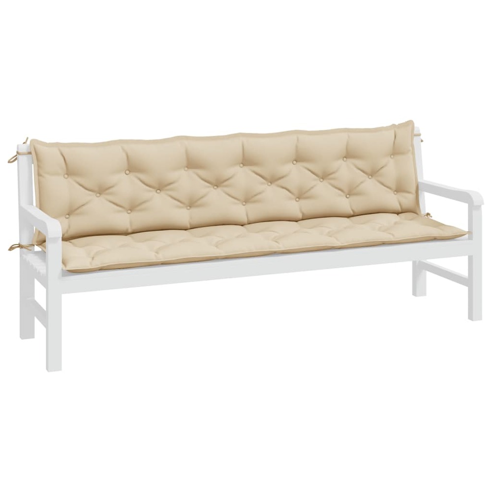 Coussins de banc de jardin 2 pcs beige 200x50x7 cm tissu oxford