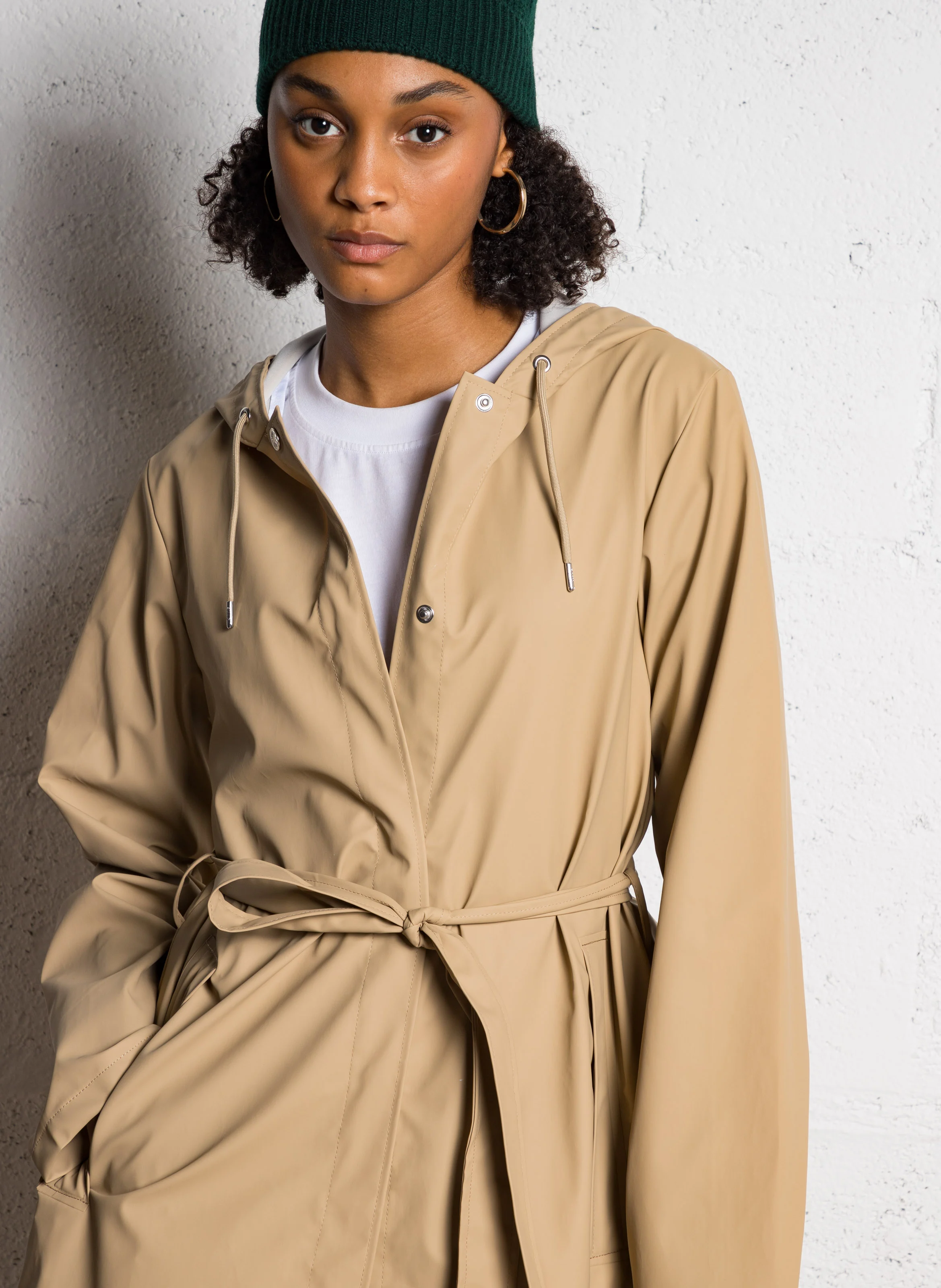 Imperméable droit col rond | Beige