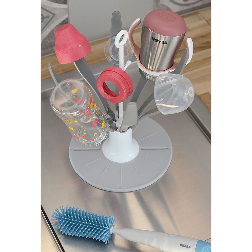 Egoutte-biberon pliable - Gris/Blanc - Ecru