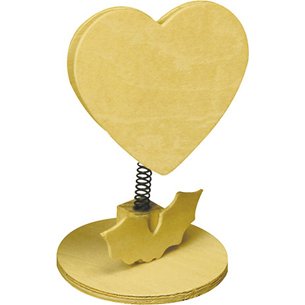 Clip mémo fantaisie bois sur ressort forme coeur 12.5cm