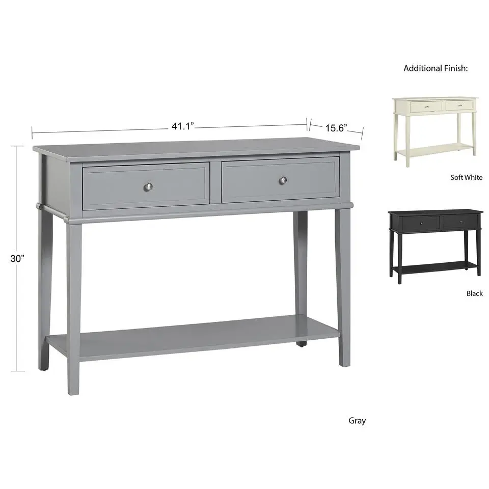 Franklin - Consoletafel met 2 laden in wit MDF
