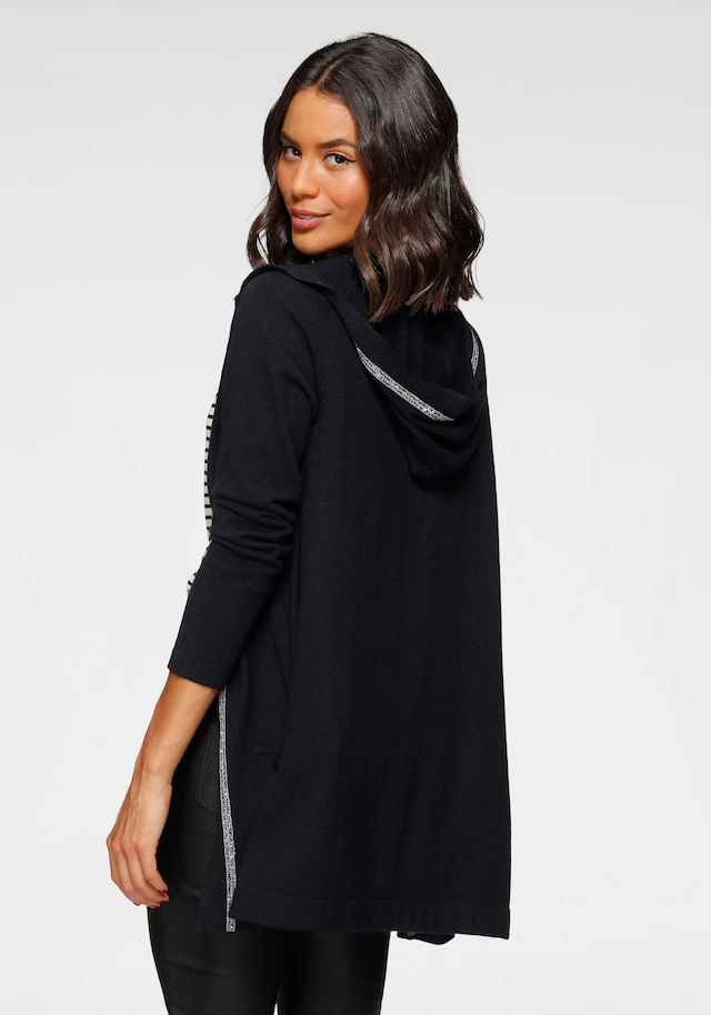 Laura Scott Strickjacke mit Kapuze und glitzerndem Schmuckband