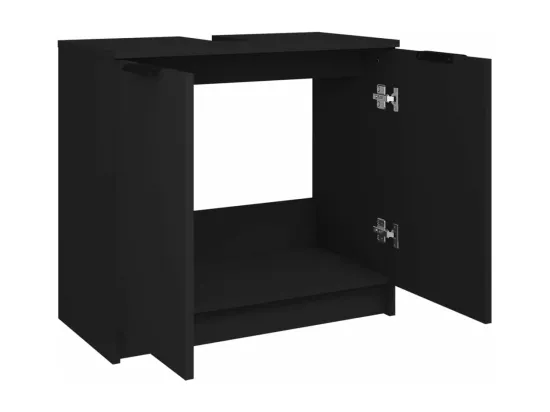 Armoire de salle de bain Noir 64,5x33,5x59 cm Bois d'ingénierie