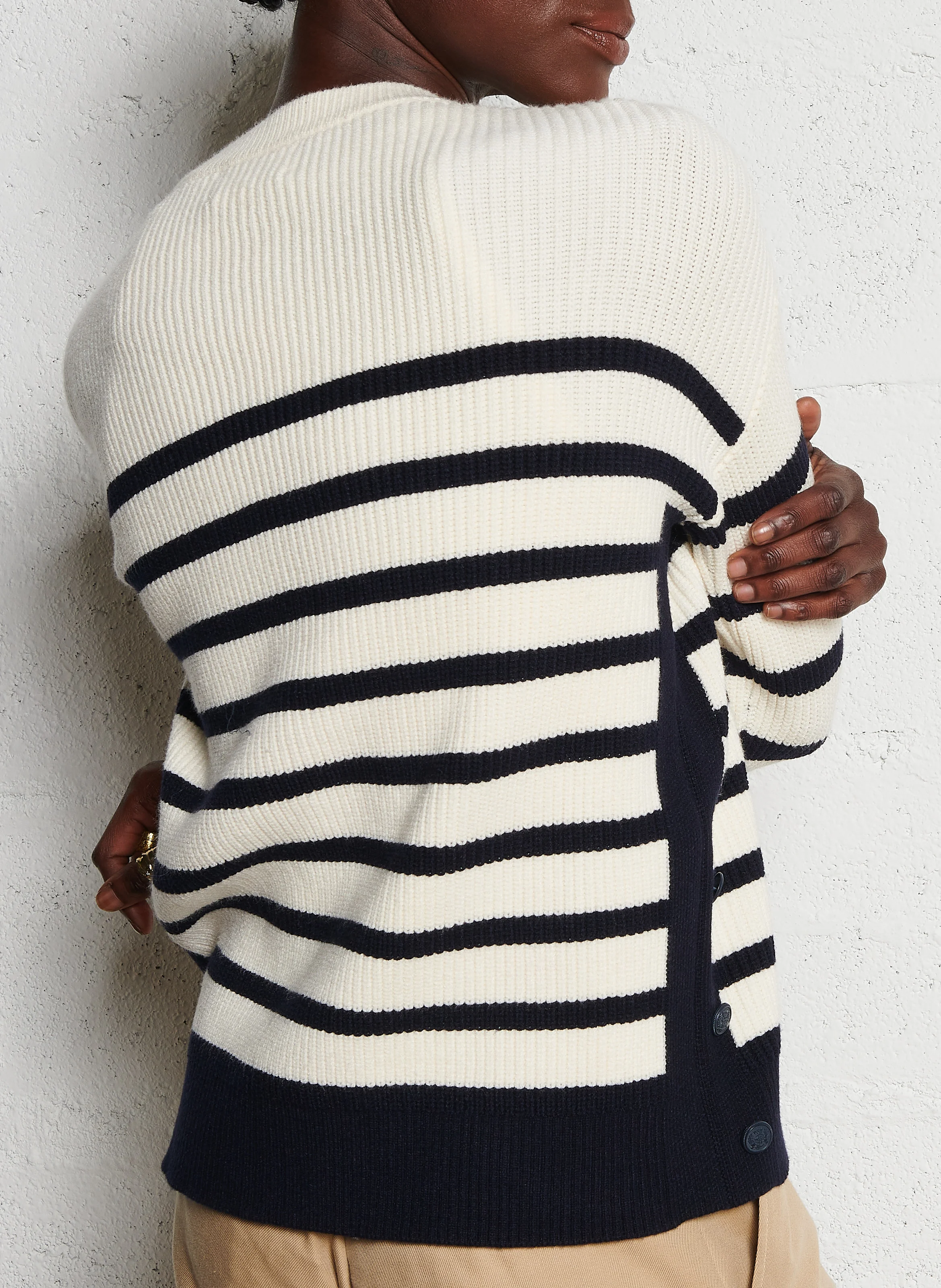 CLIFF - Pull col rond droit en maille | Blanc