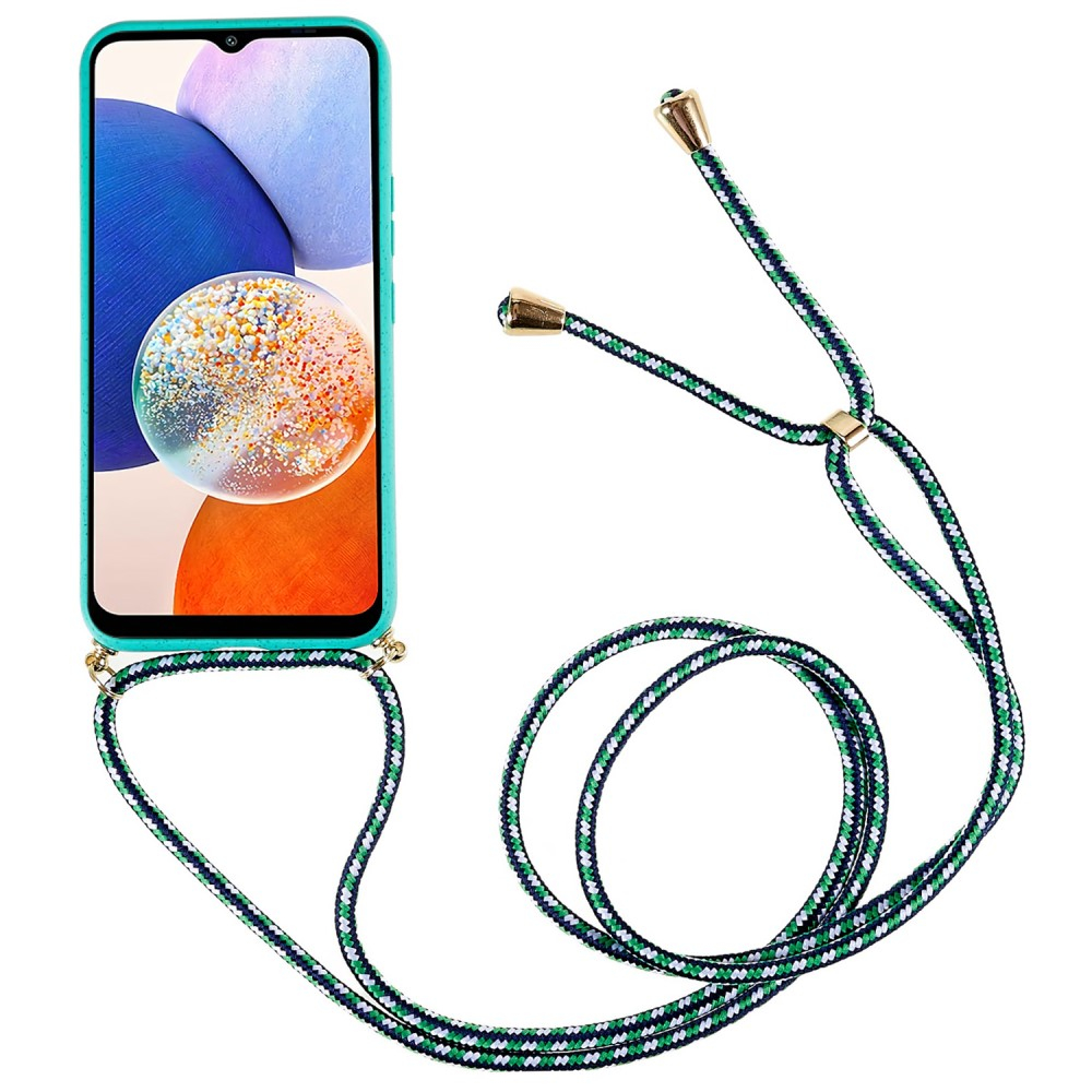 Samsung Galaxy A14 5G / A14 4G Necklace Bio Gummi Case Hülle Eco Friendly Nachhaltig Kompostierbar   Handykette (150cm) - Türkis