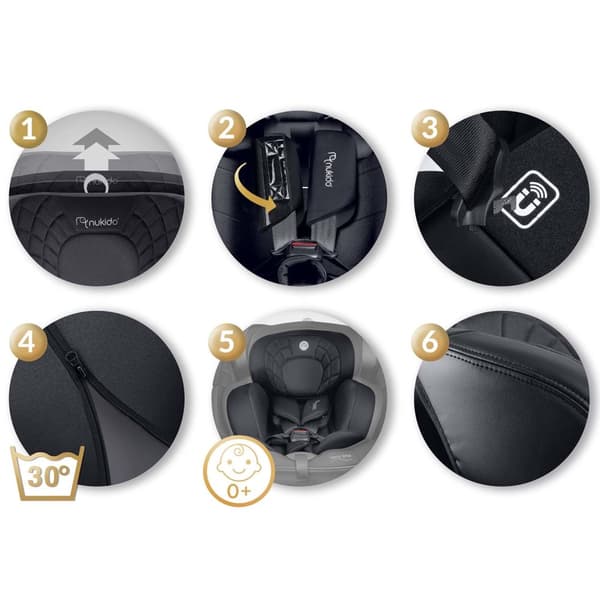 Nukido Aero Line Bilsete Svart 0-36kg ISOFIX