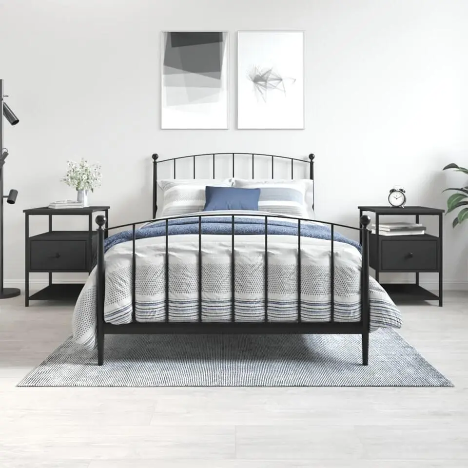 vidaXL - Industrieel Nachtkastjes met lade - Zwart - 40x42x56 cm - Set van 2