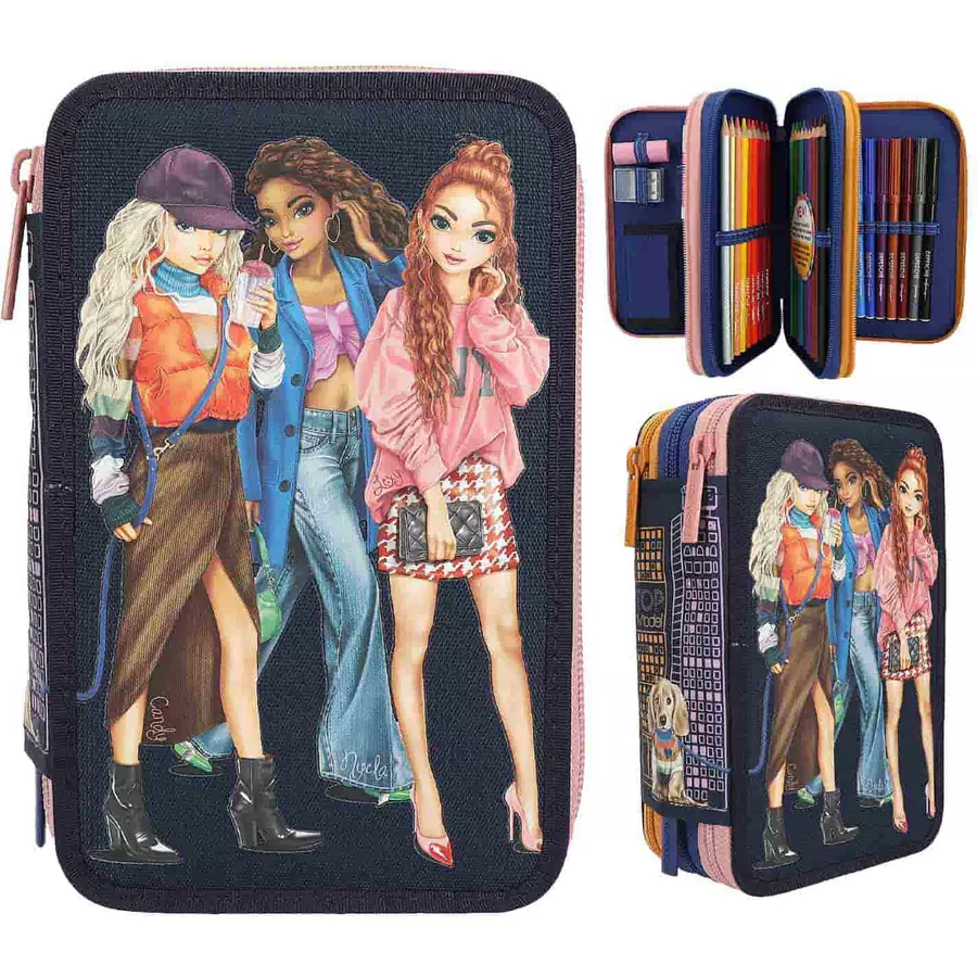 Depesche Federtasche CITY GIRLS TOPModel 7,5 x 13,5 x 20 cm dunkelblau