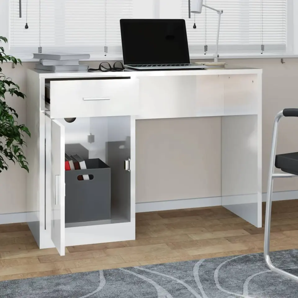 vidaXL - Bureau - Wit - Bewerkt hout